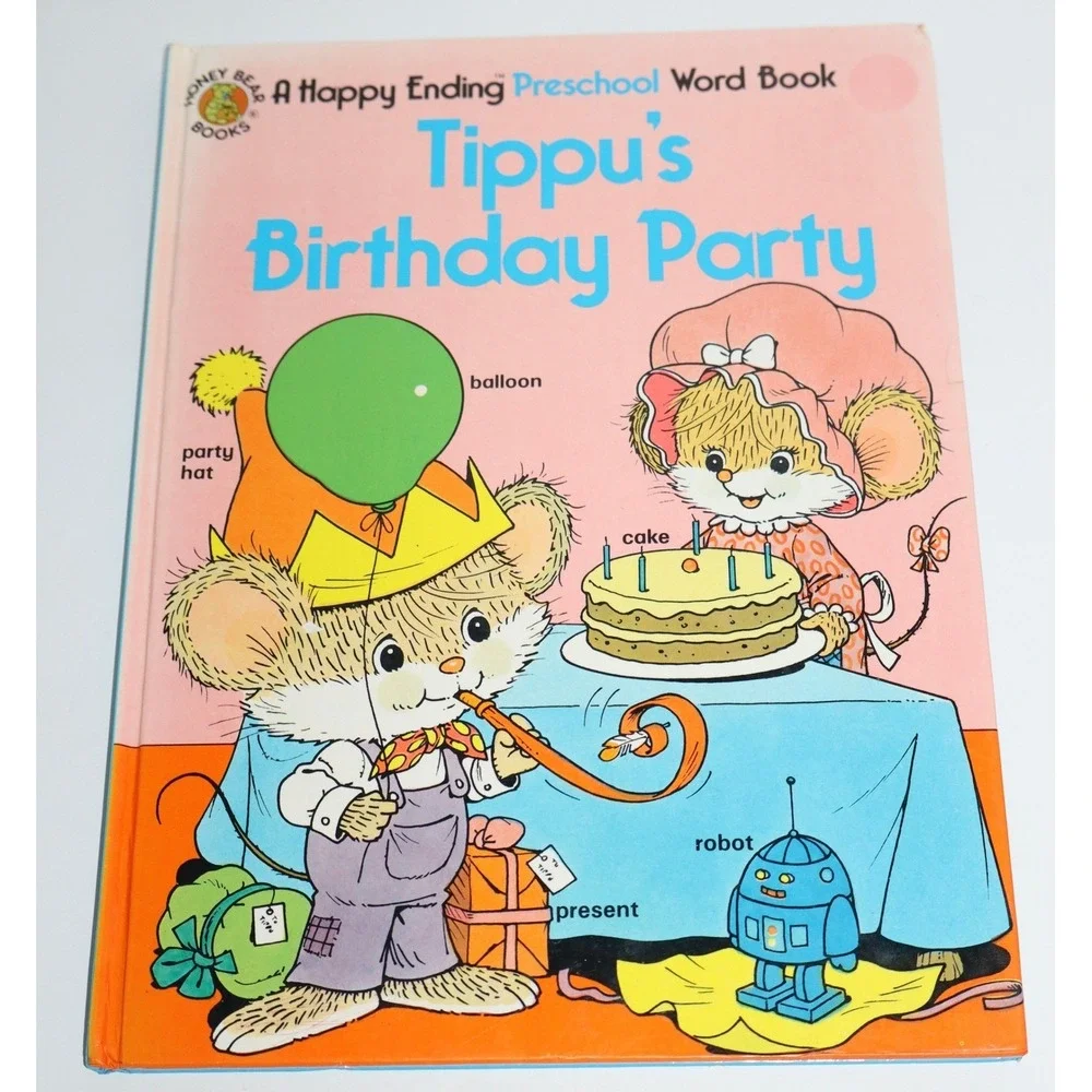 Vintage Tippu's Birthday Party Happy Ending Preschool Word Book 1987 Honey Bear